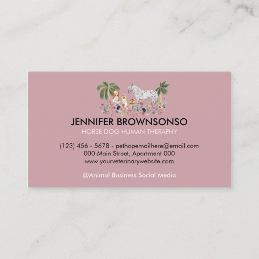 Botanical Palm Pink HORSE DOG HUMAN THERAPHY 名刺 (裏面)