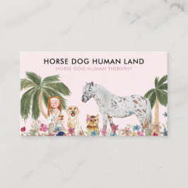 Botanical Palm Pink HORSE DOG HUMAN THERAPHY 名刺
