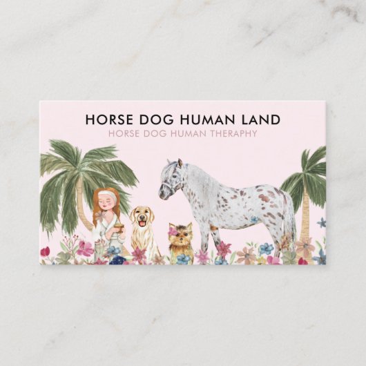 Botanical Palm Pink HORSE DOG HUMAN THERAPHY 名刺 (正面)