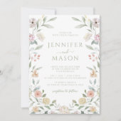 Botanical Pastel Flower Wreath Wedding Invitation 招待状 (正面)