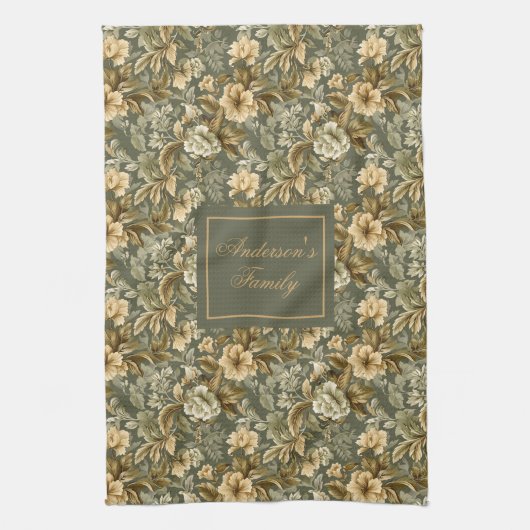 Botanical Pastel Look Personalized Modern Towel  キッチンタオル (縦)