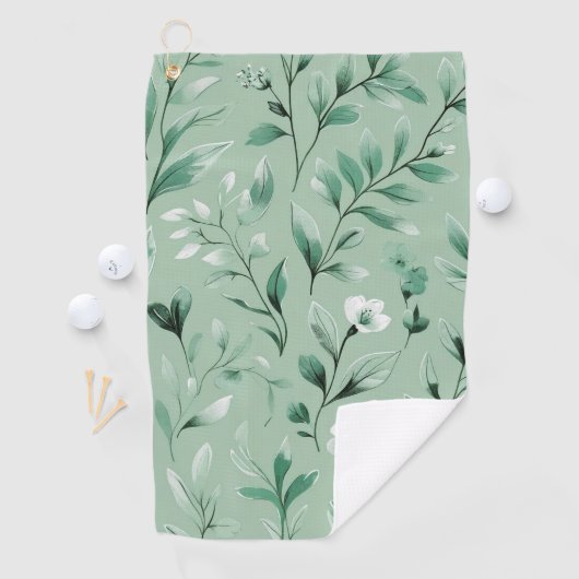 Botanical pattern in subtle greens ゴルフタオル (インサイチュ)