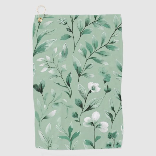  Botanical pattern  in subtle  greens   ゴルフタオル (正面)