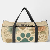 Botanical Paw Print Travel Kit Monogram Personal ダッフルバッグ (正面)