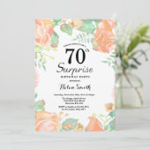 botanical peach フラワーのサプライズ 70歳の誕生日 招待状 (スタンド正面)