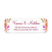 Botanical Pink and Orange Wedding Return Address ラベル (正面)