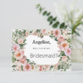 Botanical pink blossom summer floral Bridesmaid 招待状 (スタンド正面)