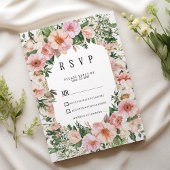 Botanical pink blossom summer floral RSVP  招待状