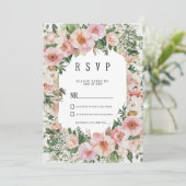 Botanical pink blossom summer floral RSVP  招待状 (スタンド正面)