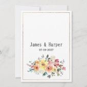 Botanical pink orange gold floral country RSVP 招待状 (裏面)