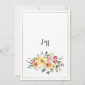 Botanical pink orange gold floral country Wedding  招待状 (裏面)