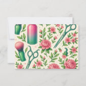 Botanical Pink Stylist Beauty Business サンキューカード (裏面)