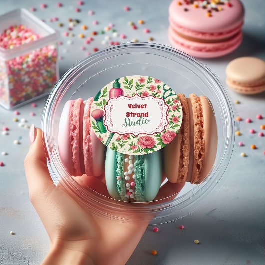 Botanical Pink Stylist Beauty Business ラウンドシール