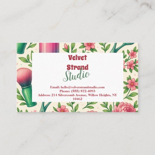 Botanical Pink Stylist Beauty Business 名刺 (裏面)