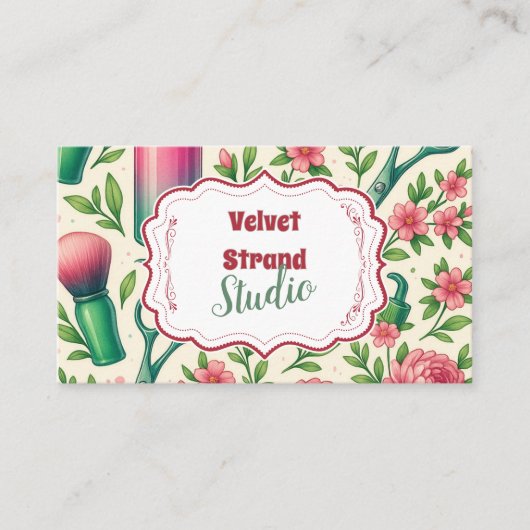 Botanical Pink Stylist Beauty Business 名刺 (正面)