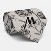 Botanical Plants Vintage Gray Personalize Initial ネクタイ (ロール)