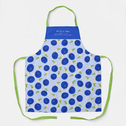 Botanical Plums Collection Blue エプロン (正面)