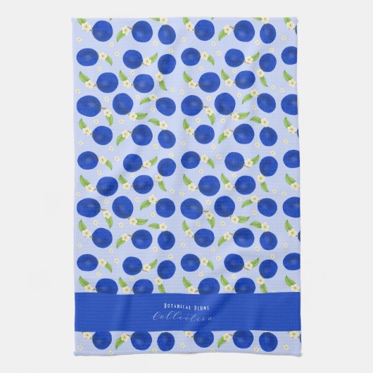 Botanical Plums Collection Blue キッチンタオル (縦)