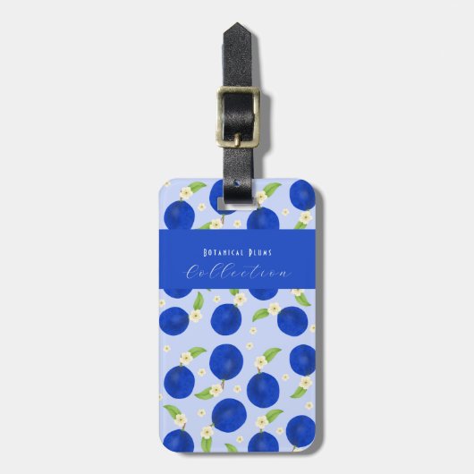Botanical Plums Collection Blue ラゲッジタグ (正面縦)