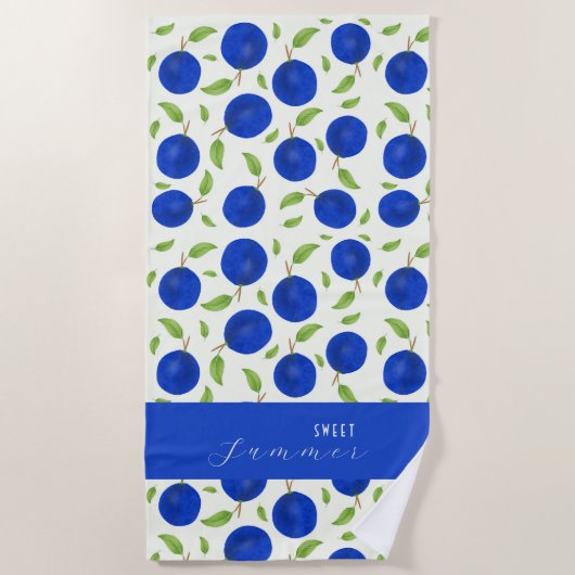 Botanical Plums Collection Ivory ビーチタオル (正面)