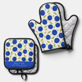 Botanical Plums Collection Ivory 鍋つかみ&鍋敷きセット (正面/裏面)