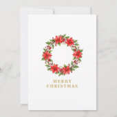 Botanical Ponsettia Christmas Wreath Photo Family シーズンカード (裏面)
