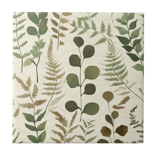 Botanical Pressed Leaves Pattern – Fern Print タイル (正面)