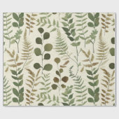 Botanical Pressed Leaves Pattern – Fern Print ラッピングペーパー (フラット)
