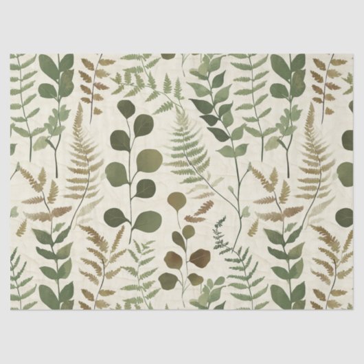 Botanical Pressed Leaves Pattern – Fern Print 薄葉紙 (正面)
