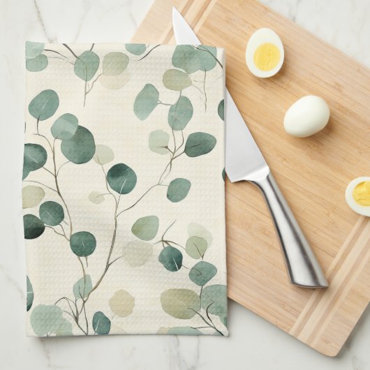 Botanical Pressed Leaves Pattern – Fern Print (2) キッチンタオル (四つ折り)