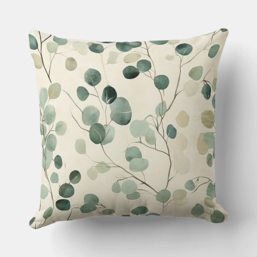 Botanical Pressed Leaves Pattern – Fern Print (2) クッション (裏面)