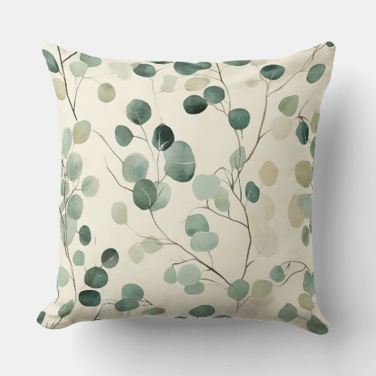 Botanical Pressed Leaves Pattern – Fern Print (2) クッション (正面)