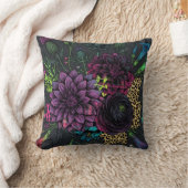 Botanical Punk Floral Pillow Dark Aesthetic Grunge クッション (ブランケット)