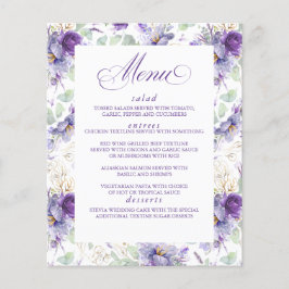 Botanical Purple and Gold Floral Wedding Menu チラシ