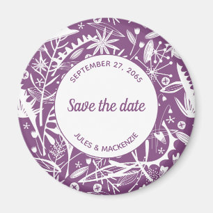 Botanical Purple Folids Save the Date マグネット