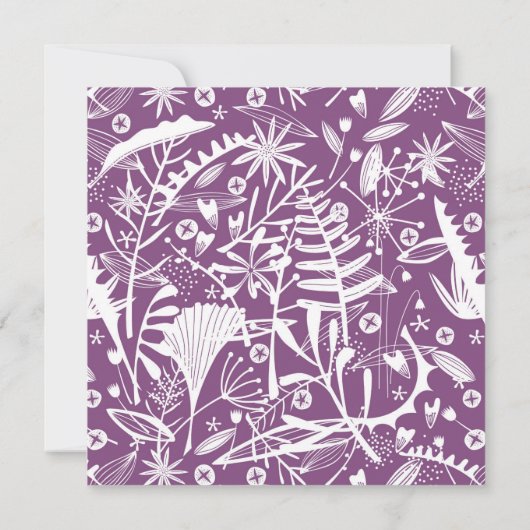 Botanical Purple Folids Save the Date 招待状 (裏面)