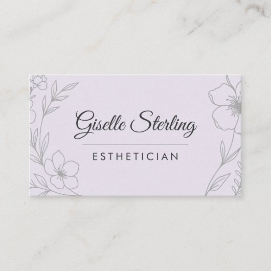 Botanical Purple Lilac QR Code Esthetician Floral 名刺 (正面)