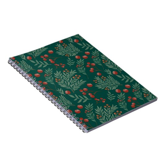 Botanical Red Berry Christmas Notebook ノートブック (右側)