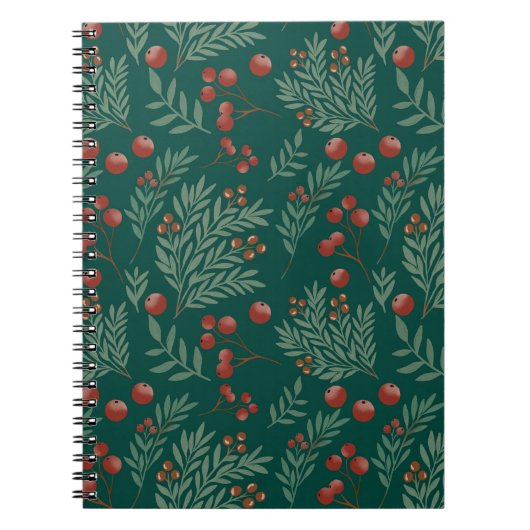 Botanical Red Berry Christmas Notebook ノートブック (正面)