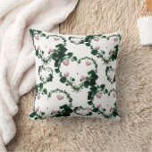 Botanical Romantic Wreath Hearts Throw Pillow クッション (ブランケット)