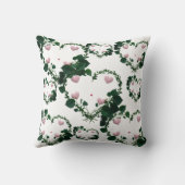 Botanical Romantic Wreath Hearts Throw Pillow クッション (裏面)