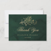 Botanical Roses Green Gold Royal wedding Thank you カード (正面)