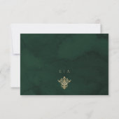 Botanical Roses Green Gold Royal wedding Thank you カード (裏面)