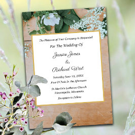 Botanical Rustic Gold Frame Wedding Invitation 招待状