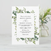 Botanical Rustic Greenery Elegant QR Code Wedding 招待状 (スタンド正面)