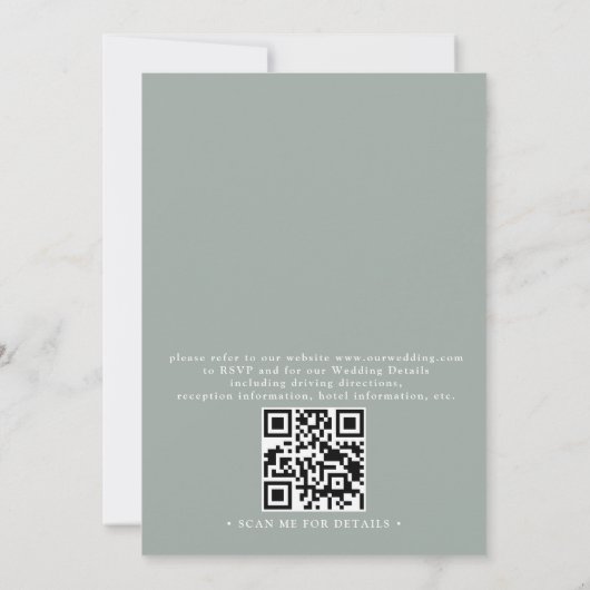 Botanical Rustic Greenery Elegant QR Code Wedding 招待状 (裏面)