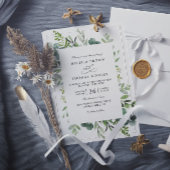 Botanical Rustic Greenery Elegant QR Code Wedding 招待状