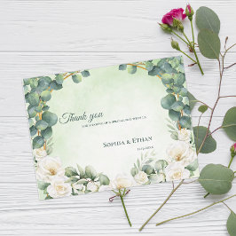Botanical Sage Green Floral Wedding Thank You ポストカード