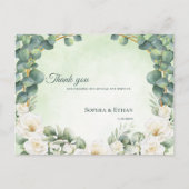Botanical Sage Green Floral Wedding Thank You ポストカード (正面)