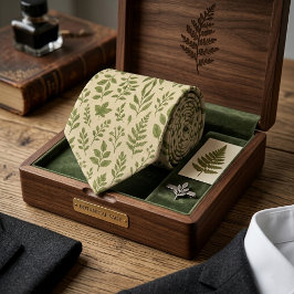 Botanical Sage Green Leaves ネクタイ